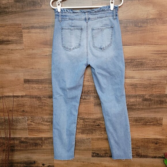 Ashley Mason Jeans Women 4 Paper Bag Ruffle Waist Pleated Mid Rise Medium Light - Picture 2 of 11